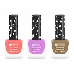 krayons Set of 3 Gel Based Quick Dry Nail Enamel 6ml Each - Shade 01, 02, 11-16