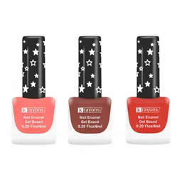 krayons Set Of 3 Gel Based Matte Finish Nail Enamel - Blossom Peach+Chestnut Matte+RubyRed-48