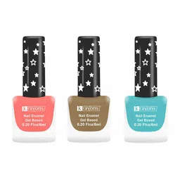 krayons Set Of 3 Gel Based Matte Finish Nail Enamel - Blossom Peach+Nude Beige+Cyan Matte-24