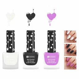 krayons Set Of 3 Gel Based Matte Finish Nail Enamel - Snow White+Black Magnet+Plum-image-25