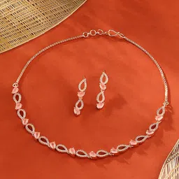 AMI Rose Gold Plated Cubic Zirconia-Studded Jewellery Set-51