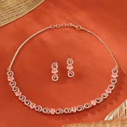 AMI Rose Gold-Plated Cubic Zirconia-Studded Jewellery Set-3