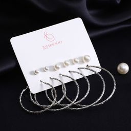 justpeachy Set of 6 Silver-Plated Circular Earrings-18