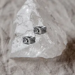 Comet Busters Non Piercieng Oxidised Hoop Earrings-89