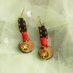 ExclusiveLane Wood Circular Tribal Bohemian Drop Earrings-37