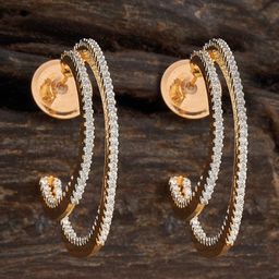 Kushal's Fashion Jewellery Rhodium-Plated Classic Half Hoop Earrings-17