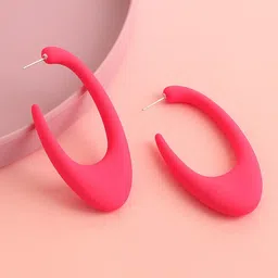 SOHI Pink Contemporary Hoop Earrings-23