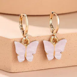MYKI Pink Contemporary Half Hoop Earrings-10