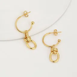 Carlton London Gold-Plated Contemporary Half Hoop Earrings-17