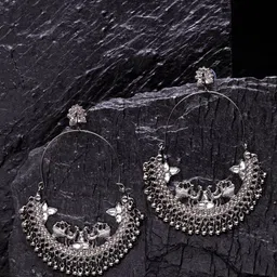 VENI Silver Plated Contemporary Half Hoop Earrings-image-49