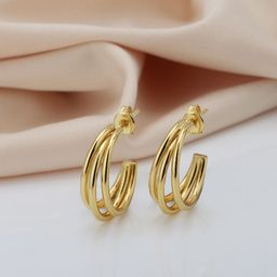 Carlton London Gold-Toned Contemporary Half Hoop Earrings-37