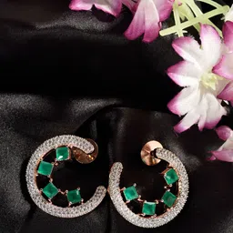 Saraf RS Jewellery Rose Gold Plated Classic Half Hoop Earrings-image-68