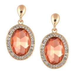 Crunchy Fashion Gold-Plated Oval Drop Earrings-image-84