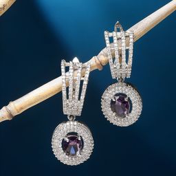ZENEME Rhodium-Plated Contemporary Shaped Drop Earrings-26
