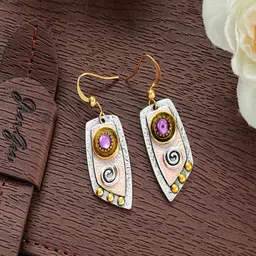 UNIVERSITY TRENDZ Gold-Plated Contemporary Drop Earrings-10