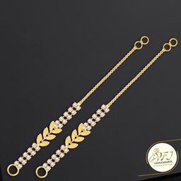Vighnaharta Set Of 2 Gold-Plated Stone Studded Ear Cuff Earrings-28