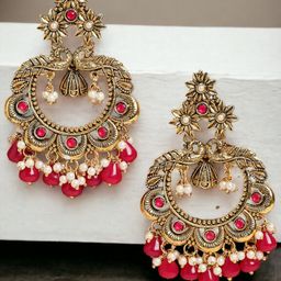 OOMPH Peacock Shaped Chandbalis Earrings-18