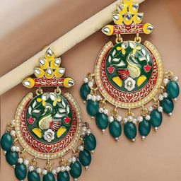 OOMPH Peacock Shaped Chandbalis Earrings-4