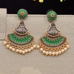 Crunchy Fashion Gold Plated Classic Chandbalis Drop Earrings-picture-9