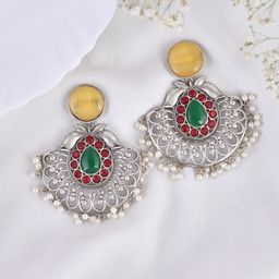 DASTOOR Gold Plated Artificial Stones Chandbalis-35