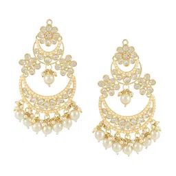 I Jewels Gold-Plated Kundan Chandbalis Earrings-image-56