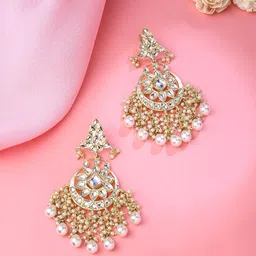 Yellow Chimes Gold Plated Contemporary Chandbalis Earrings-image-46