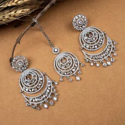 StileAdda Silver Plated American Diamond Studded Jewellery Set-19