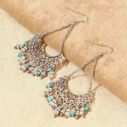 Accessorize Circular Beaded Drop Earrings-14