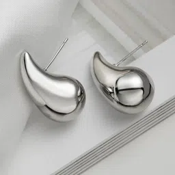 FIMBUL Silver-Toned Teardrop Lightweight Shaped Drop Earrings-55