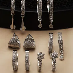 Kennice Set Of 6 Rhodium-Plated Teardrop Shaped Drop Earrings-4