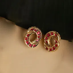 DUGRISTYLE Gul-e-Aftab Gold-Plated Kundan Studded Contemporary Shaped Studs-22