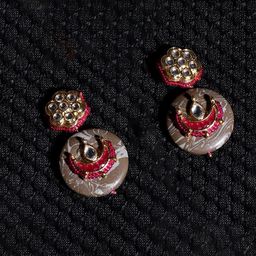 DUGRISTYLE Khaak Rang Gold-Plated Kundan Studded & Beaded Contemporary Drop Earrings-6