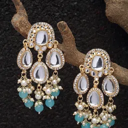 ZENEME Gold-Plated Teardrop Shaped Drop Earrings-image-44