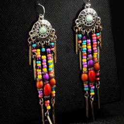 Young & Forever Silver-Plated Teardrop Shaped Oxidized Drop Earrings image 1