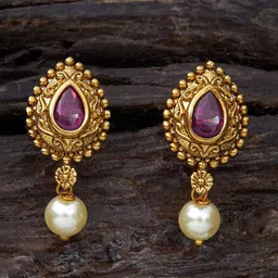 Kushal's Fashion Jewellery Gold-Plated Teardrop Shaped Drop Earrings-58