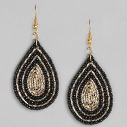RICHEERA Gold-Plated Artificial Beads Teardrop Shaped Drop Earrings-10
