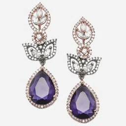 DressBerry Rose Gold-Plated Teardrop Shaped Drop Earrings-image-67