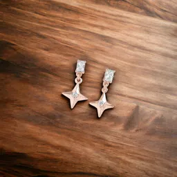 DressBerry Rose Gold-Plated Star Shaped Zircon Studded Drop Earrings-picture-13