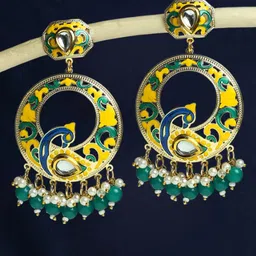 OOMPH Peacock Shaped Drop Earrings-24