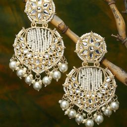 ZENEME White Crescent Shaped Drop Earrings-58