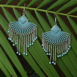 HOUSE OF ARLI Silver-Plated Crescent Shaped Drop Earrings-39