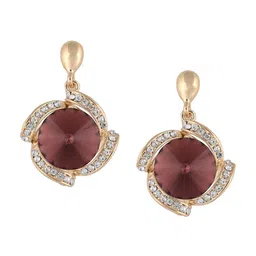 Crunchy Fashion Gold-Plated Stone-Studded Diamond Shaped Drop Earrings-image-83