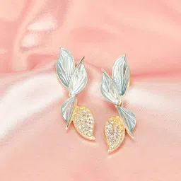 Krelin Gold-Plated Stainless Steel Leaf Shaped Drop Earrings-image-62