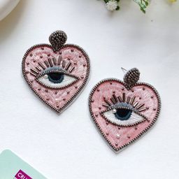 Crunchy Fashion Beaded Heart Shaped Drop Earrings-image-95