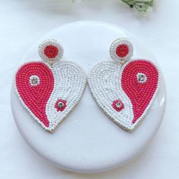 Crunchy Fashion Beaded Heart Shaped Drop Earrings-image-93