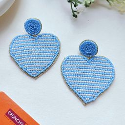Crunchy Fashion Beaded Heart Shaped Drop Earrings-image-66