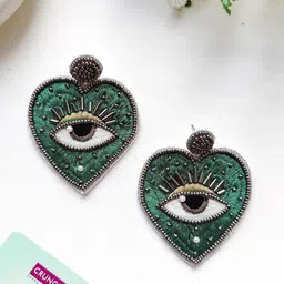 Crunchy Fashion Beaded Heart Shaped Drop Earrings-image-49