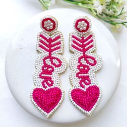 Crunchy Fashion Beaded Heart Shaped Drop Earrings-image-92