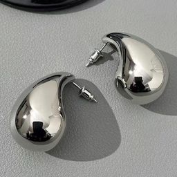 FIMBUL Silver-Toned Teardrop Shaped Lightweight Drop Earrings-26