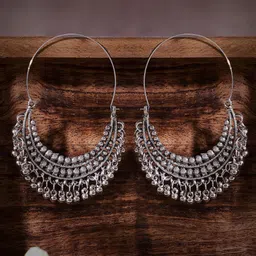 Rubans Silver-Plated Chandbali Earrings-image-46